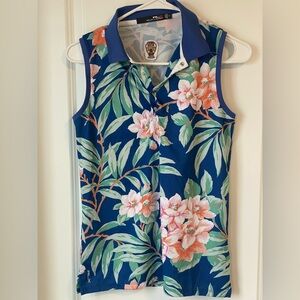 Ralph Lauren RLX women's sleeveless golf polo  "Island Floral" Medium